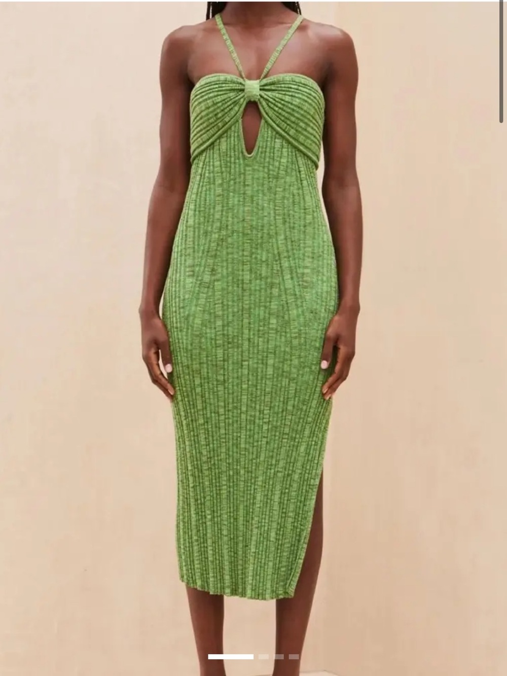 Cult Gaia Elfreda Cutout Rib
Knit Bodycon Midi Dress Emerald Green size XS